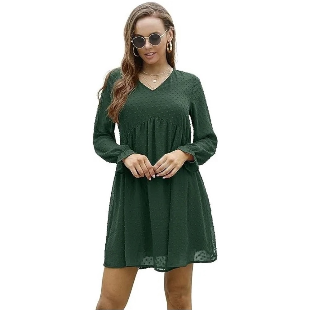 QIXING Size 10 Dark Green Dress